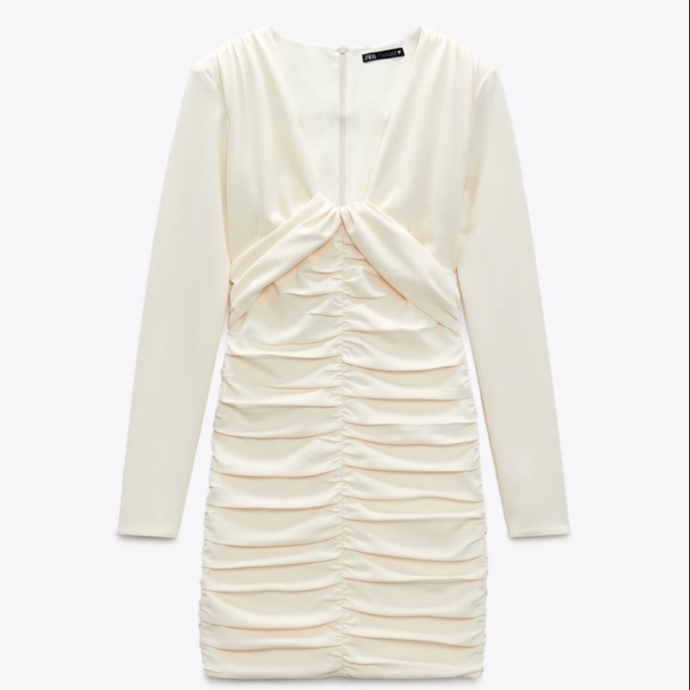 {Zara} Draped Long Sleeve Dress • L - Picture 9 of 16